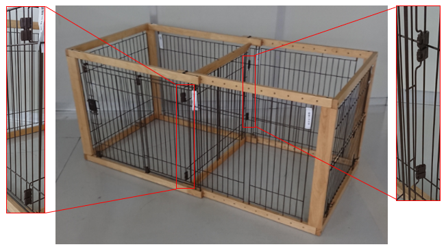 木製スライドペットサークルの仕切りはどの位置に取り付けでき